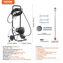 VEVOR 750W Stand Airless Paint Sprayer, 3000PSI High Efficiency Electric Airless Sprayer With Cart, Paint Sprayers for Home Interior and Exterior Furniture and Fences, Fine And Even Painting Effect