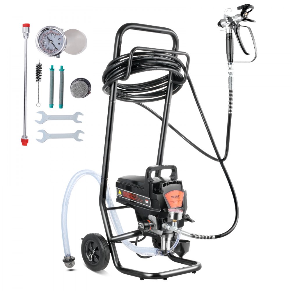 VEVOR Stand Airless Paint Sprayer, 950W 3000PSI High Efficiency Electric Airless Sprayer With Cart, Paint Sprayers for Home Interior and Exterior Furniture and Fences, Fine And Even Painting Effect