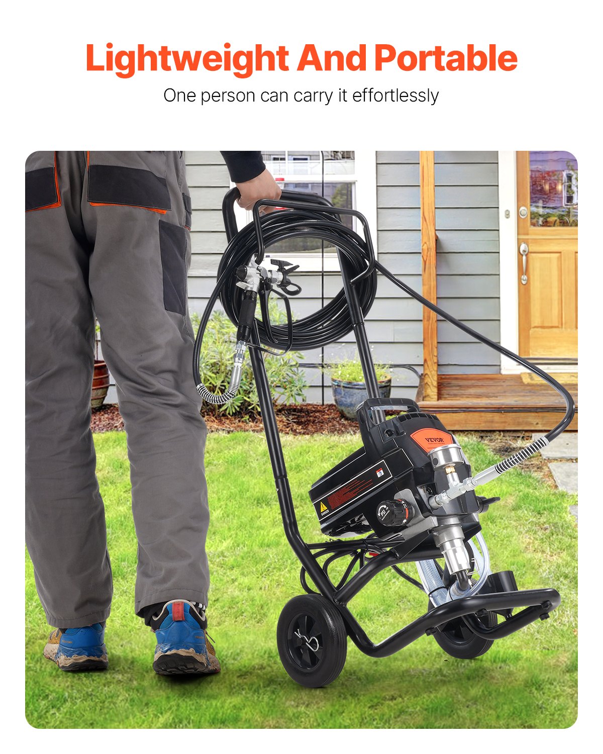 VEVOR Stand Airless Paint Sprayer, 950W 3000PSI High Efficiency Electric Airless Sprayer With Cart, Paint Sprayers for Home Interior and Exterior Furniture and Fences, Fine And Even Painting Effect