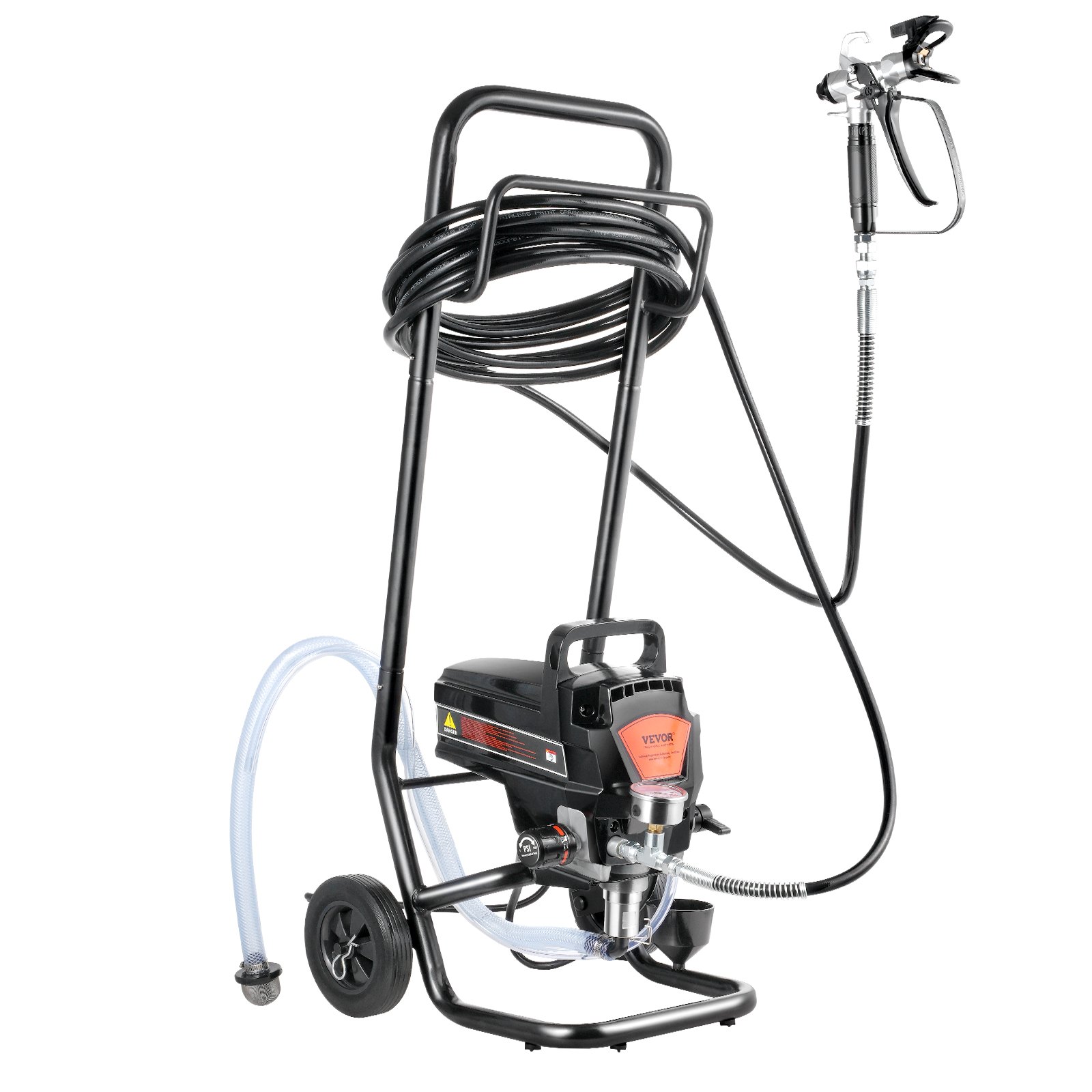 VEVOR Stand Airless Paint Sprayer, 950W 3000PSI High Efficiency Electric Airless Sprayer With Cart, Paint Sprayers for Home Interior and Exterior Furniture and Fences, Fine And Even Painting Effect