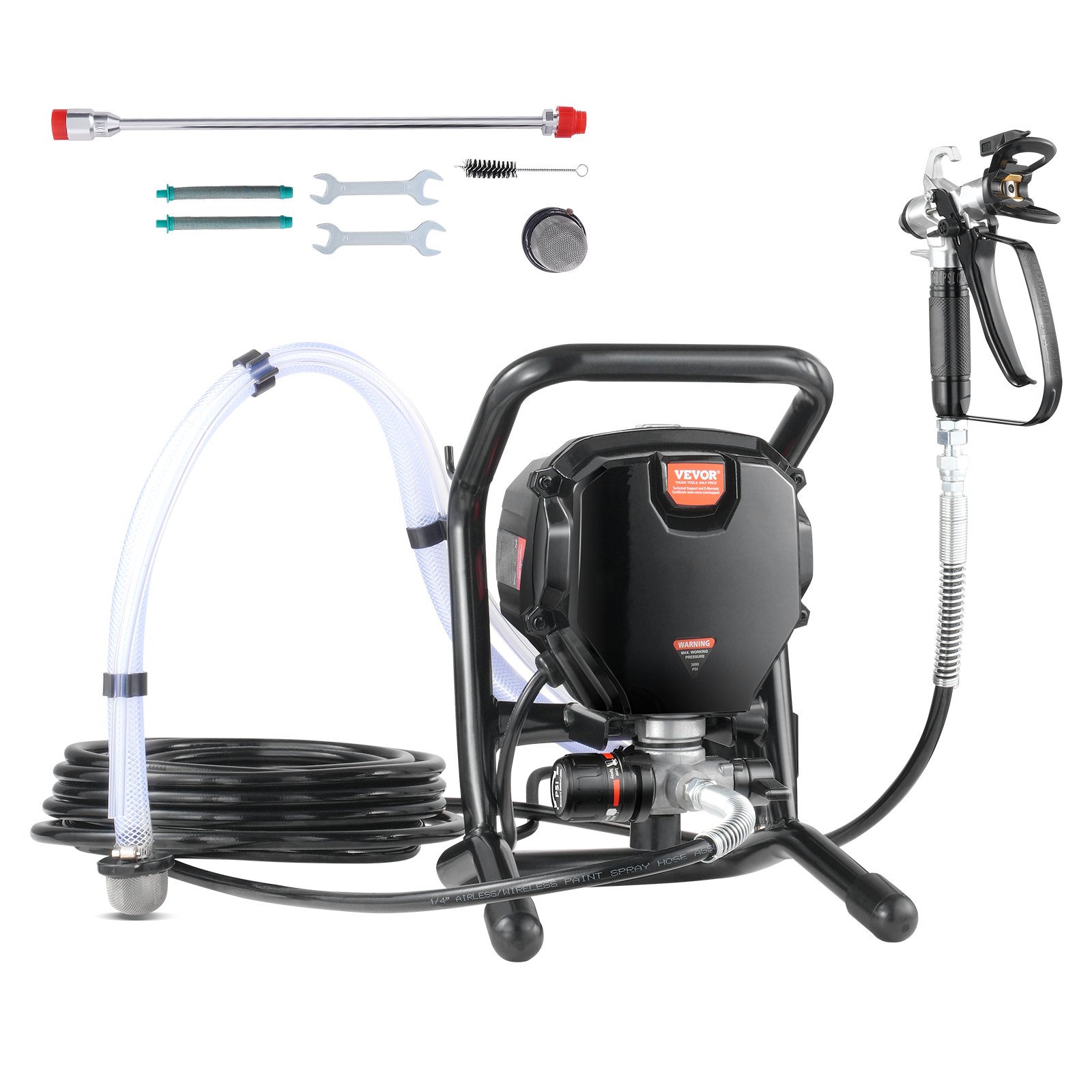 VEVOR Stand Airless Paint Sprayer, 3000PSI 750W Efficient Electric Airless Sprayer,for Home Interior and Exterior Furniture and Fences, Handheld Paint Sprayers, Fine and Even Painting Effect