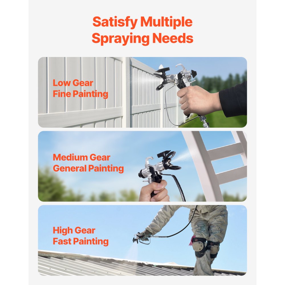 VEVOR Stand Airless Paint Sprayer, 750W 3000PSI High Efficiency Electric Airless Sprayer, Fine And Even Painting Effect, Handheld Paint Sprayers for Home Interior and Exterior Furniture and Fences