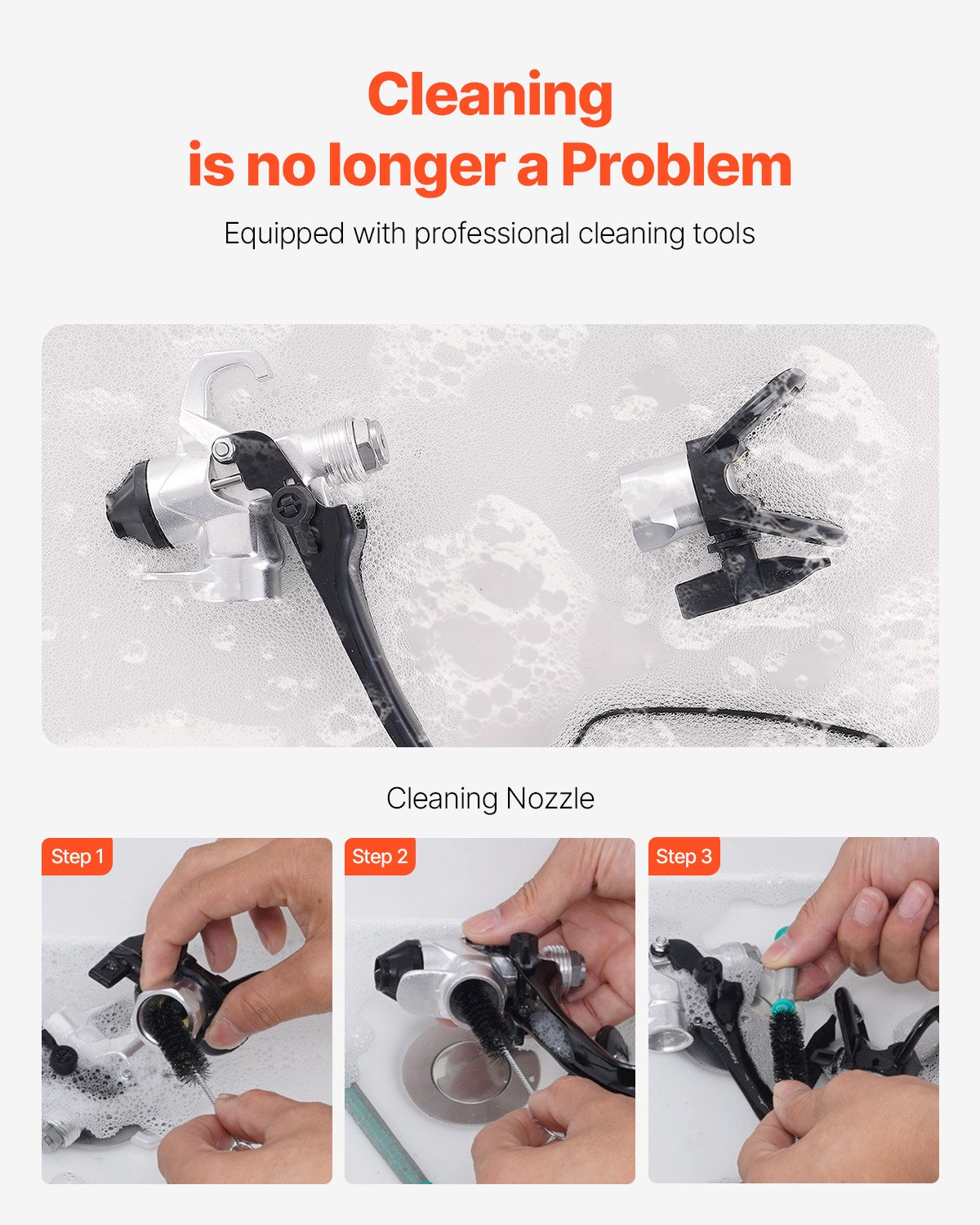 VEVOR Stand Airless Paint Sprayer, 750W 3000PSI High Efficiency Electric Airless Sprayer, Fine And Even Painting Effect, Handheld Paint Sprayers for Home Interior and Exterior Furniture and Fences