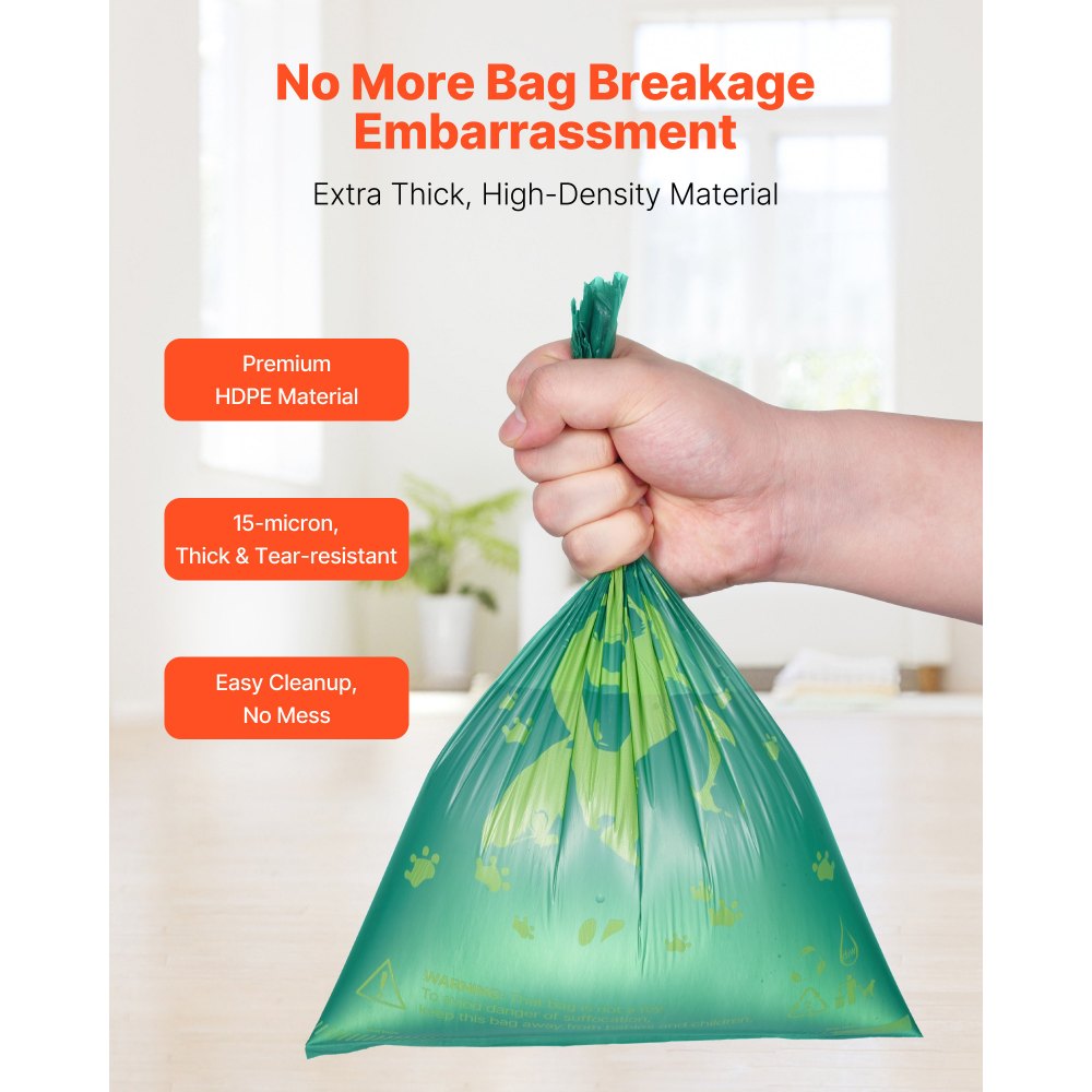 VEVOR Dog Poop Bags, 270 Counts 13 x 9 in, Sturdy & Thick Pet Waste Bags, Biodegradable HDPE Waste Bag Refill Rolls, Leak-Proof Unscented Trash Bag for Doggie Cat Pet, Dispenser Not Included