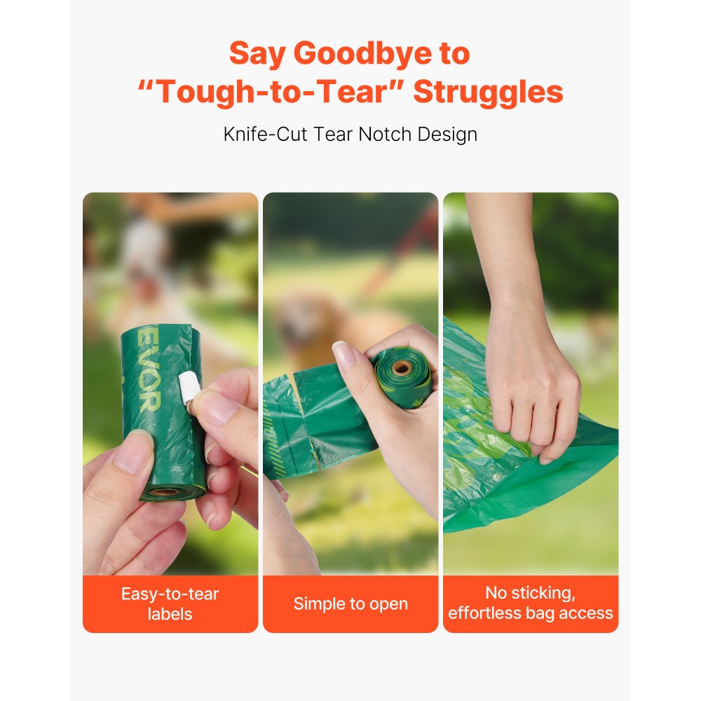 VEVOR Dog Poop Bags, 270 Counts 13 x 9 in, Sturdy & Thick Pet Waste Bags, Biodegradable HDPE Waste Bag Refill Rolls, Lavender Scented, Leak-Proof Trash Bag for Doggie Cat Pet, Dispenser Not Included