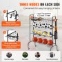 Rack de basquete VEVOR, suporte de treinamento de tiro de basquete de 4 camadas, organizador de armazenamento de equipamentos esportivos com rodas, ganchos e cestas, suporte de armazenamento de bola de garagem para futebol e vôlei