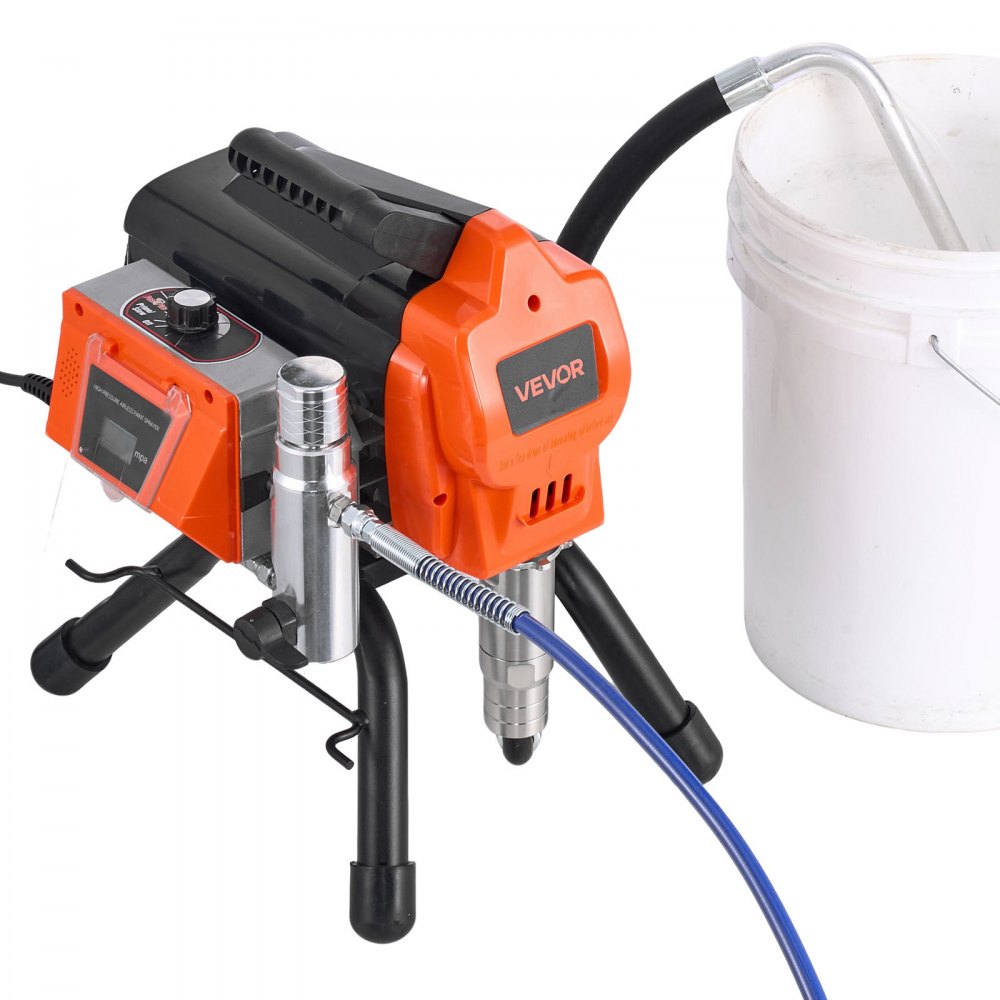VEVOR Stand Airless Paint Sprayer, 1500W, 3300PSI High Pressure Airless Sprayer, Cleaning Brush, Hose, Extension Rod, Nozzles, Electric Spray Paint Machine for Large Apartments, Factory Buildings