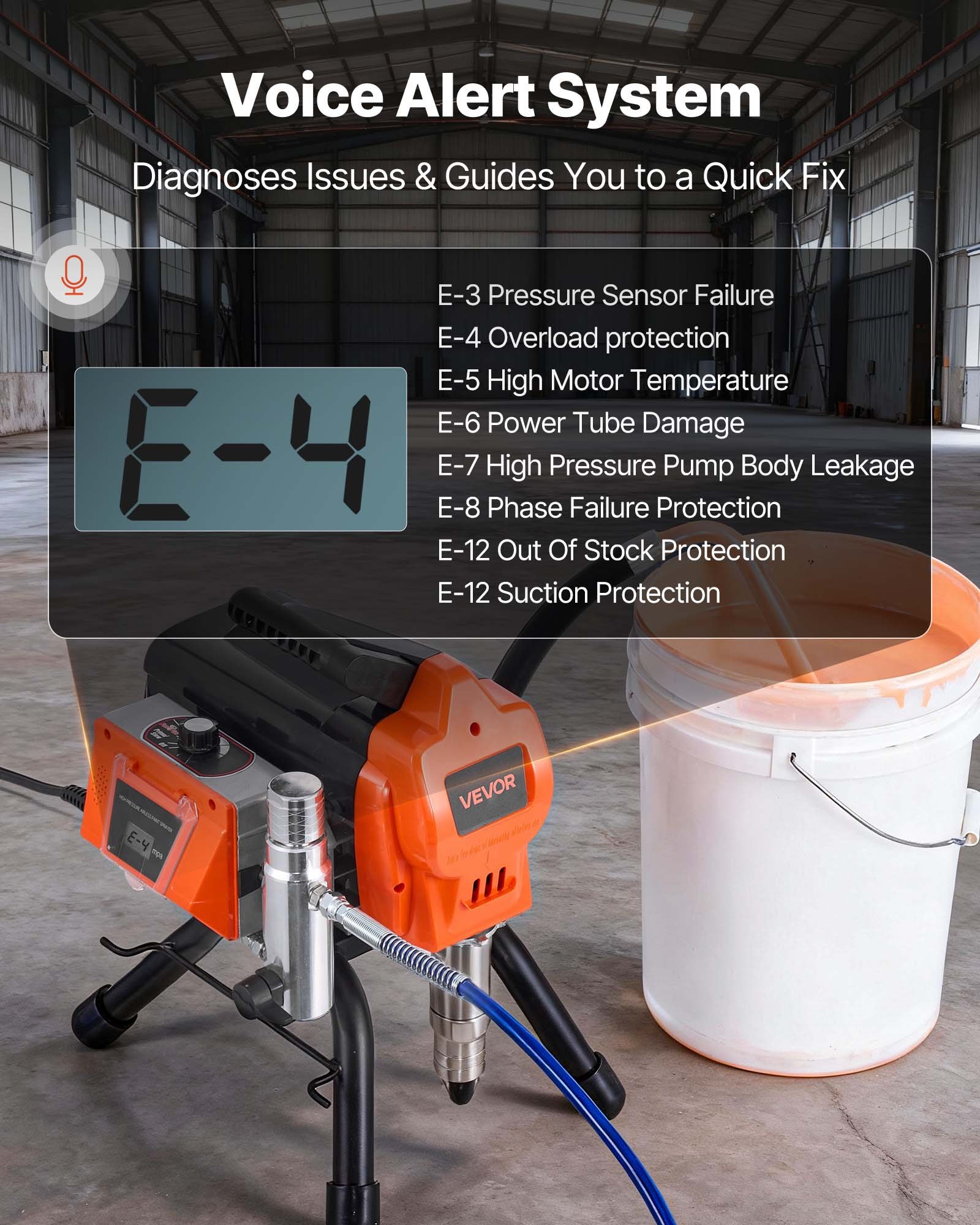 VEVOR Stand Airless Paint Sprayer, 1500W, 3300PSI High Pressure Airless Sprayer, Cleaning Brush, Hose, Extension Rod, Nozzles, Electric Spray Paint Machine for Large Apartments, Factory Buildings