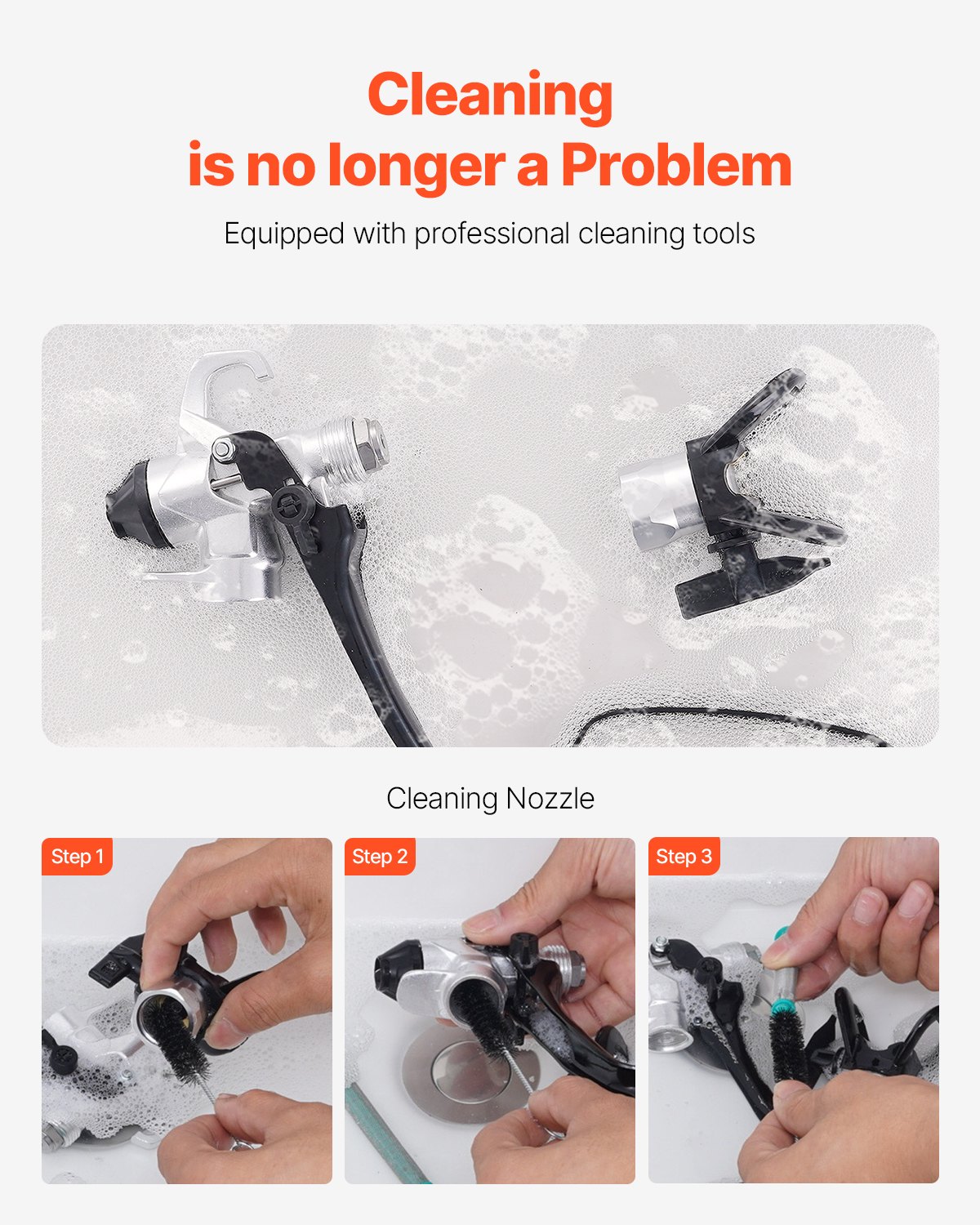 VEVOR Stand Airless Paint Sprayer, 650W High Efficiency Airless Sprayer, 3000PSI Electric Paint Sprayer Machine Extension Rod and Cleaning Kits for Interior and Exterior Furniture/Fence/Home/House