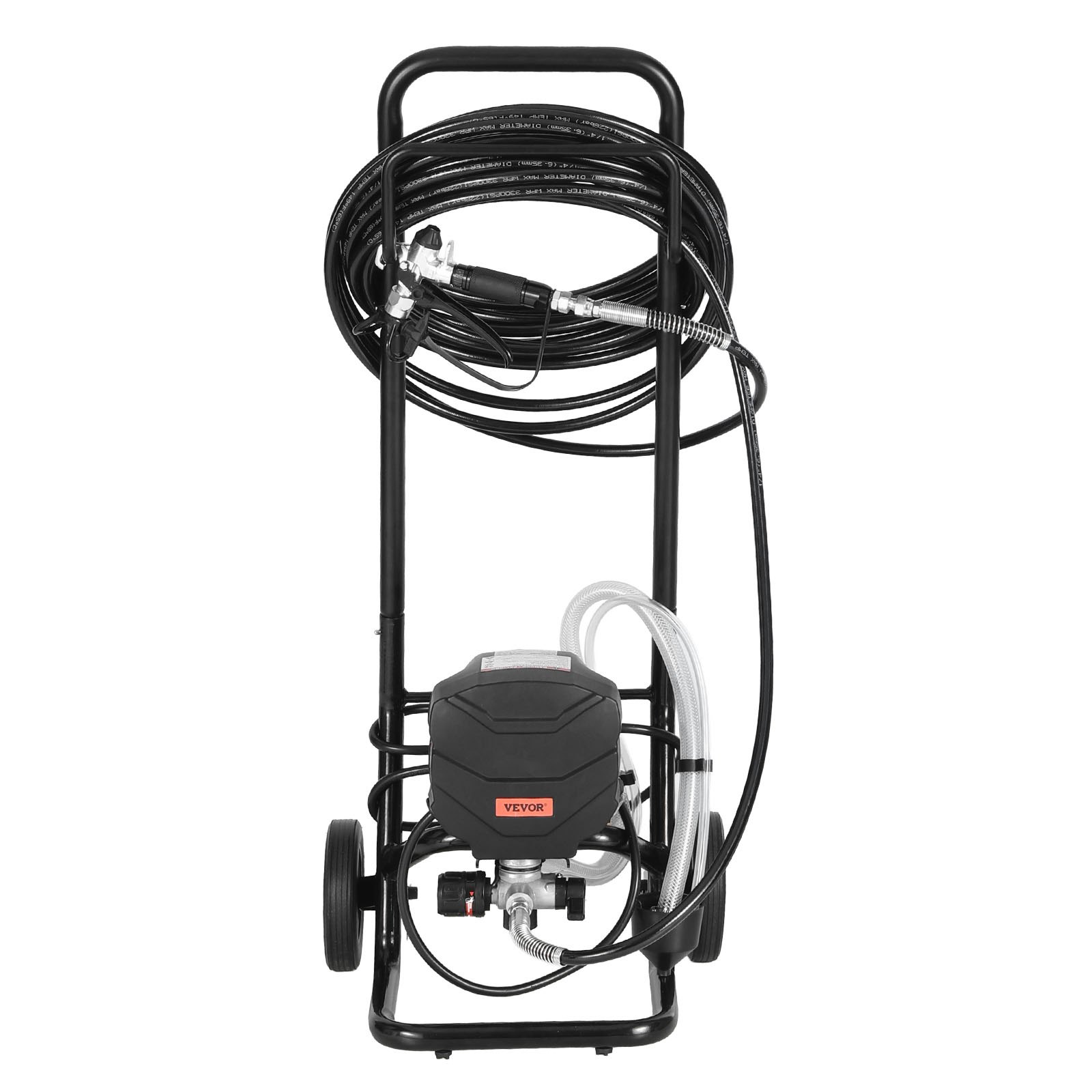 VEVOR Stand Airless Paint Sprayer, 650W, 3000PSI High Pressure Airless Sprayer with Cart, Cleaning Brush, Hose, Extension Rod, Nozzles, Electric Spray Paint Machine for House Exterior and Interior