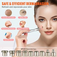 VEVOR Diamond Microdermabrasion Machine, 3 in 1 Professional Dermabrasion Machine, Facial Skin Care Equipment for Home Salon Spa, with 9 Diamond Tips, 2 Spray Bottles, 3 Vacuum Tubes