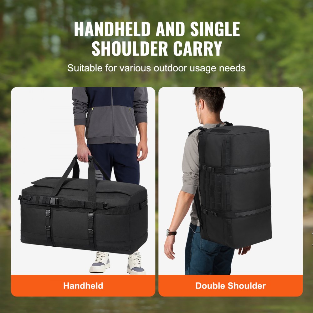 VEVOR Tactical Duffle Bag, 100L Gym Bag Duffle with Molle Design and Multi-mesh Bag, Military Travel Bag for Men and Women, Tactical Gear Bag for Overnight, Sports, Fitness, Clothing, Travel, Black