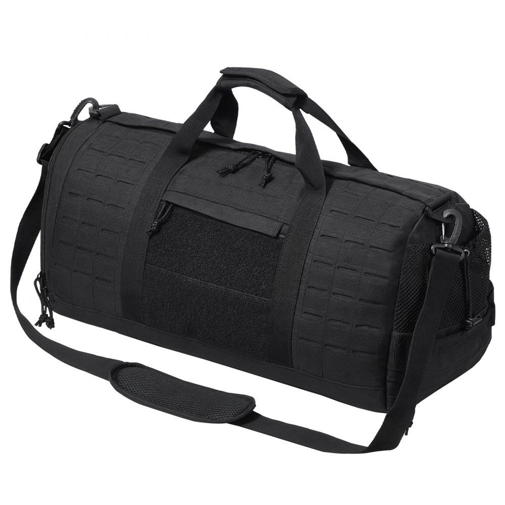 VEVOR Tactical Duffle Bag, 45L Gym Bag Duffle with Molle Design and Shoe Compartment, Military Travel Bag for Men and Women, Tactical Gear Bag for Overnight, Sports, Fitness, Clothing, Travel, Black