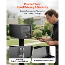 VEVOR Post Mount Mailbox, Anti-Pry & Anti-Theft Mailboxes for Outside, Heavy Duty Lockable Mail Box with Magnetic Door, Weather-Resistant Metal Post Box for House Outside 21.06 x 10.63 x 11.22 in
