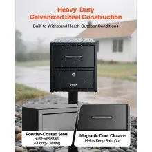 VEVOR Post Mount Mailbox, Anti-Pry & Anti-Theft Mailboxes for Outside, Heavy Duty Lockable Mail Box with Magnetic Door, Weather-Resistant Metal Post Box for House Outside 21.06 x 10.63 x 11.22 in