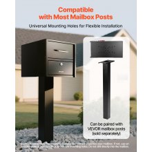 VEVOR Post Mount Mailbox, Anti-Pry & Anti-Theft Mailboxes for Outside, Heavy Duty Lockable Mail Box with Magnetic Door, Weather-Resistant Metal Post Box for House Outside 21.06 x 10.63 x 11.22 in