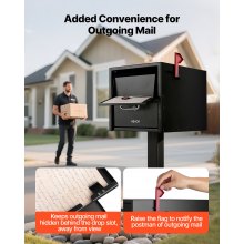 VEVOR Post Mount Mailbox, Anti-Pry & Anti-Theft Mailboxes for Outside, Heavy Duty Lockable Mail Box with Magnetic Door, Weather-Resistant Metal Post Box for House Outside 21.06 x 10.63 x 11.22 in