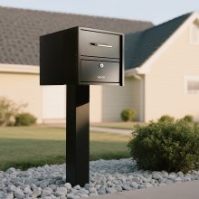 VEVOR Post Mount Mailbox, Anti-Pry & Anti-Theft Mailboxes for Outside, Heavy Duty Lockable Mail Box with Magnetic Door, Weather-Resistant Metal Post Box for House Outside 21.06 x 10.63 x 11.22 in