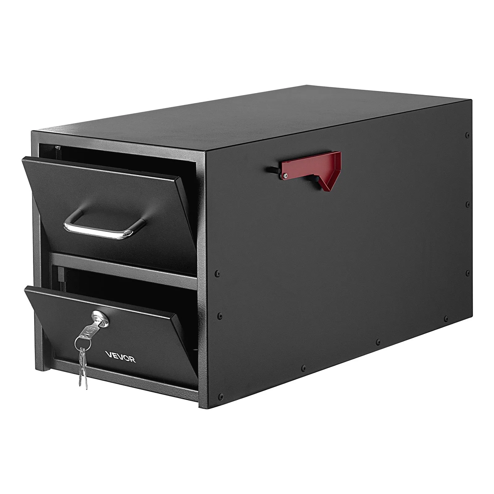 VEVOR Post Mount Mailbox, Anti-Pry & Anti-Theft Mailboxes for Outside, Heavy Duty Lockable Mail Box with Magnetic Door, Weather-Resistant Metal Post Box for House Outside 21.06 x 10.63 x 11.22 in