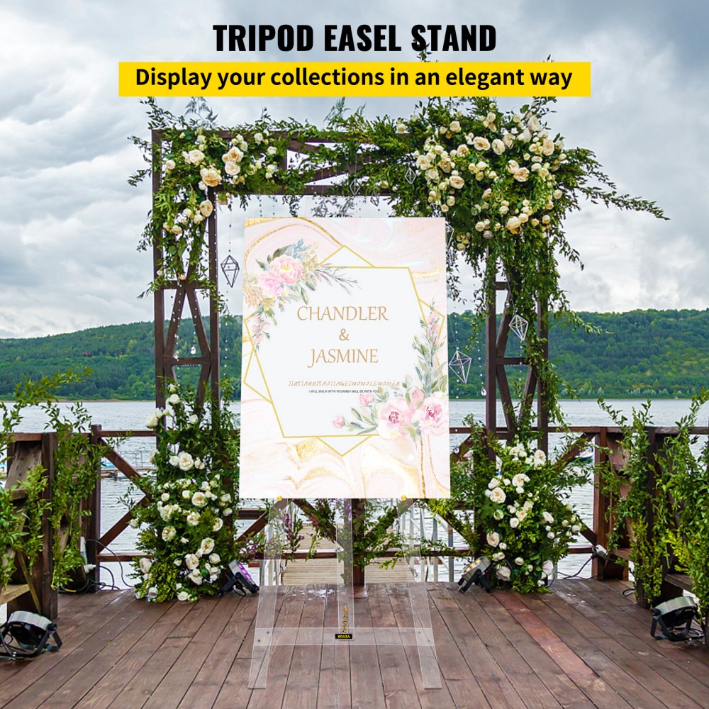 Tripod Display Easel Stand Tabletop Adjustable Height Portable Folding Easel  for Sign Wedding Home Birthday Posters