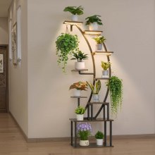 VEVOR Plant Stand Indoor with Grow Lights 63" Tall 9-Tier Lighted Plant Shelf