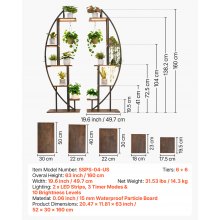 VEVOR Plant Stand Indoor with Grow Lights 2 Pack 63" Tall 6-Tier Plant Shelf