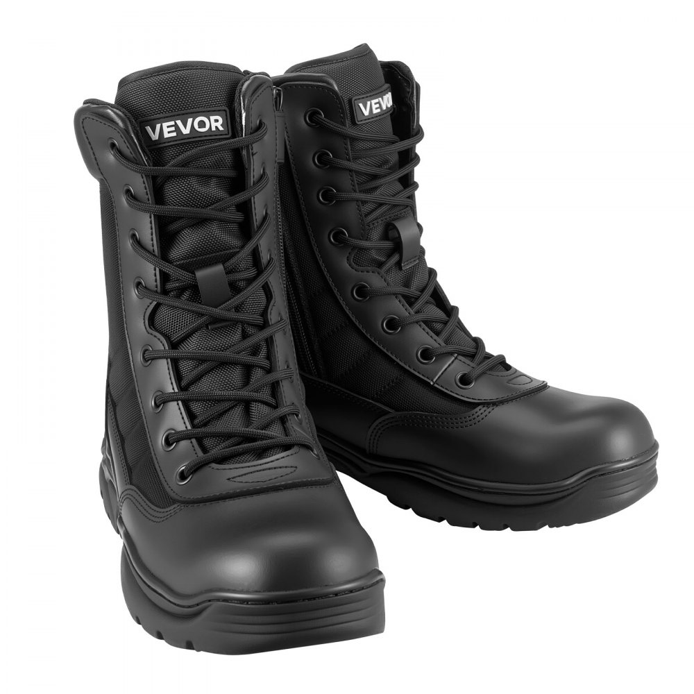 VEVOR Men's Military Tactical Boots, 203 mm Combat Hiking Work Boots, Lightweight & Breathable Side Zipper Mens Motorcycle Interceptor Trooper Boot, for Outdoor Security Mountaineering, UK Size 11