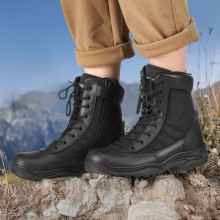 Botas tácticas militares para hombre, de 8 pulgadas, transpirables, con cremallera lateral, talla 10.5 de EE. UU.