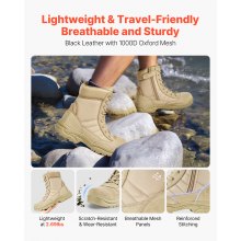 Men's Military Tactical Boots 8 Inch Sand-color Side Zipper US Size 9.5