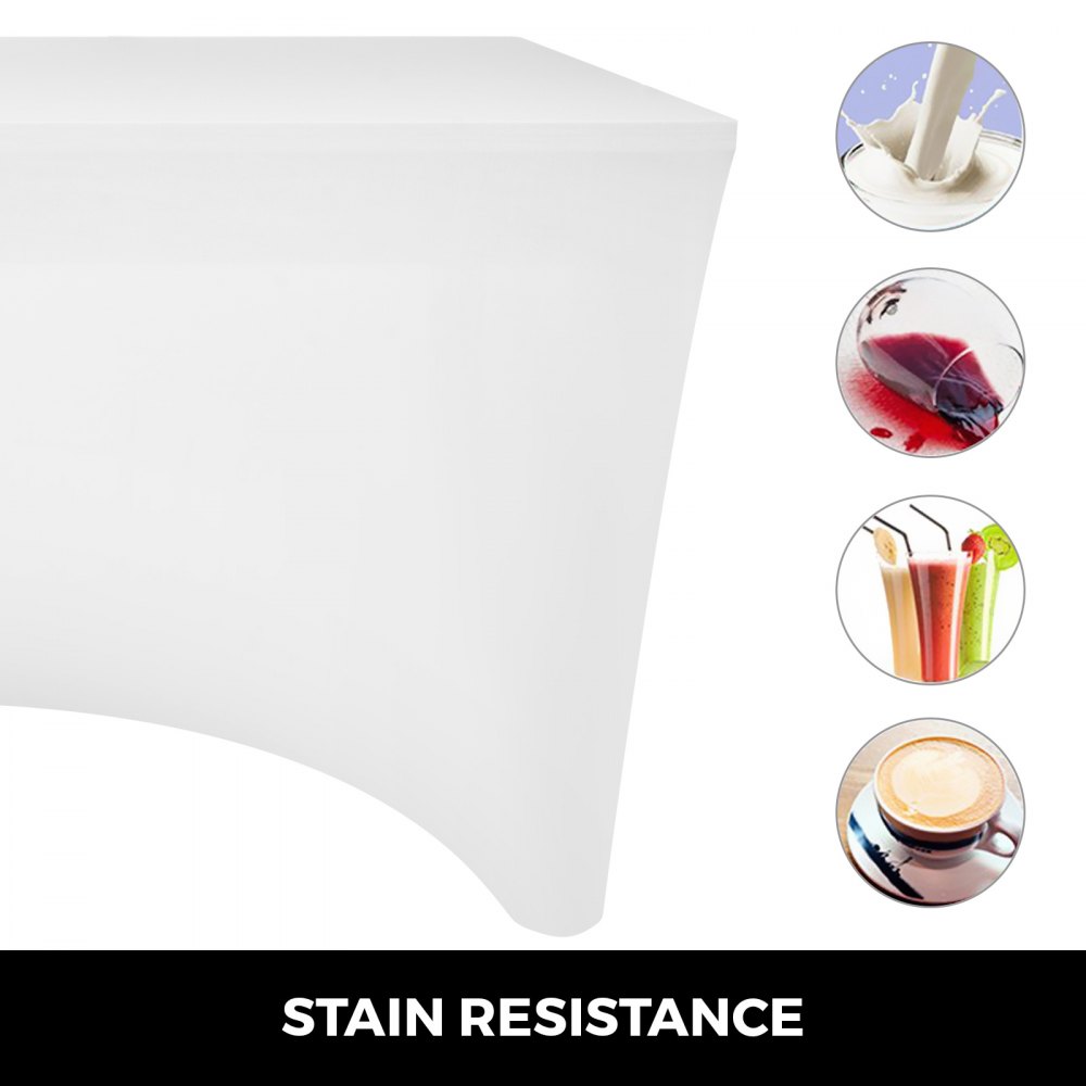 15Pcs 8ft Rectangular Stretch Tablecloth Cover Durable Washable Feet Pockets