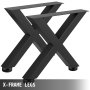 VEVOR Set of 2 Steel Table Legs, 16''Height 15''Wide Dining Table Legs, Heavy Duty 3.1" Square Box Section X Frame Table Legs, 16x15x3.1 Inch Black Color Industrial Country Style Metal Dining Legs