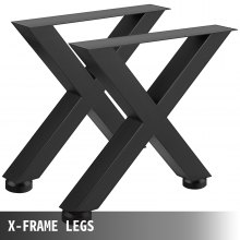 VEVOR Set of 2 Steel Table Legs, 16'Height 15'Wide Dining Table Legs, Heavy Duty 3.1" Square Box Section X Frame Table Legs, 16x15x3.1 Inch Black Color Industrial Country Style Metal Dining Legs