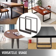 VEVOR Set of 2 Steel Table Legs, 17Height 16Wide Dining Table Legs,Heavy Duty 3.1" Square Box Section Square Table Legs, 17x16x3.1 Inch Original Color Industrial Country Style Metal Dining Legs