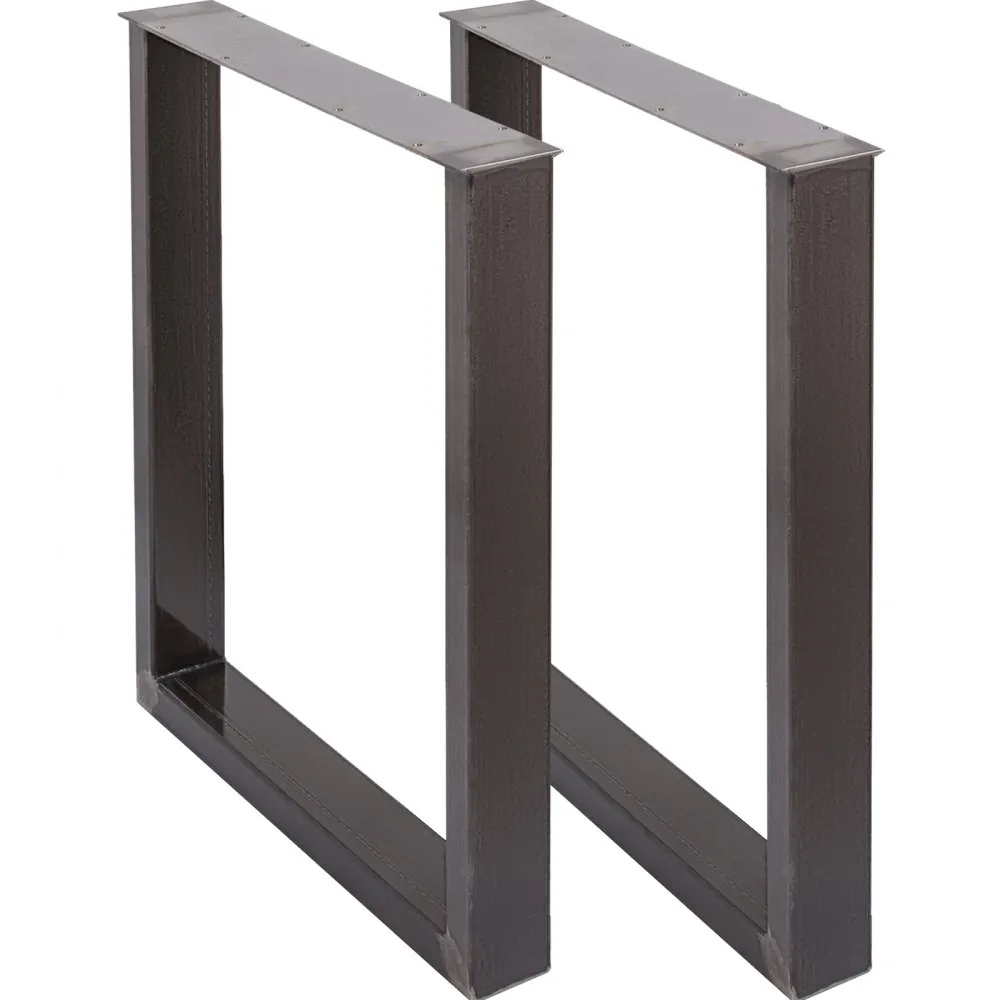 VEVOR Set of 2 Steel Table Legs, 28''Height 23''Wide Dining Table Legs, Heavy Duty 3.1" Square Box Section Square Table Legs, 28x23x3.1 Inch Black Industrial Country Style Metal Dining L