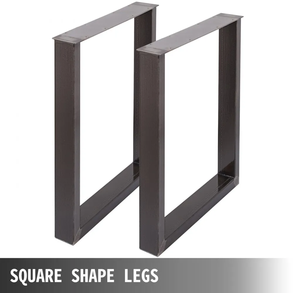 VEVOR Set of 2 Steel Table Legs, 28''Height 23''Wide Dining Table Legs, Heavy Duty 3.1" Square Box Section Square Table Legs, 28x23x3.1 Inch Black Industrial Country Style Metal Dining L