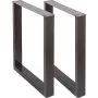 VEVOR Set of 2 Steel Table Legs, 28''Height 23''Wide Dining Table Legs, Heavy Duty 3.1" Square Box Section Square Table Legs, 28x23x3.1 Inch Black Industrial Country Style Metal Dining L