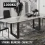 VEVOR Set of 2 Steel Table Legs, 28''Height 23''Wide Dining Table Legs, Heavy Duty 3.1" Square Box Section Square Table Legs, 28x23x3.1 Inch Black Industrial Country Style Metal Dining L
