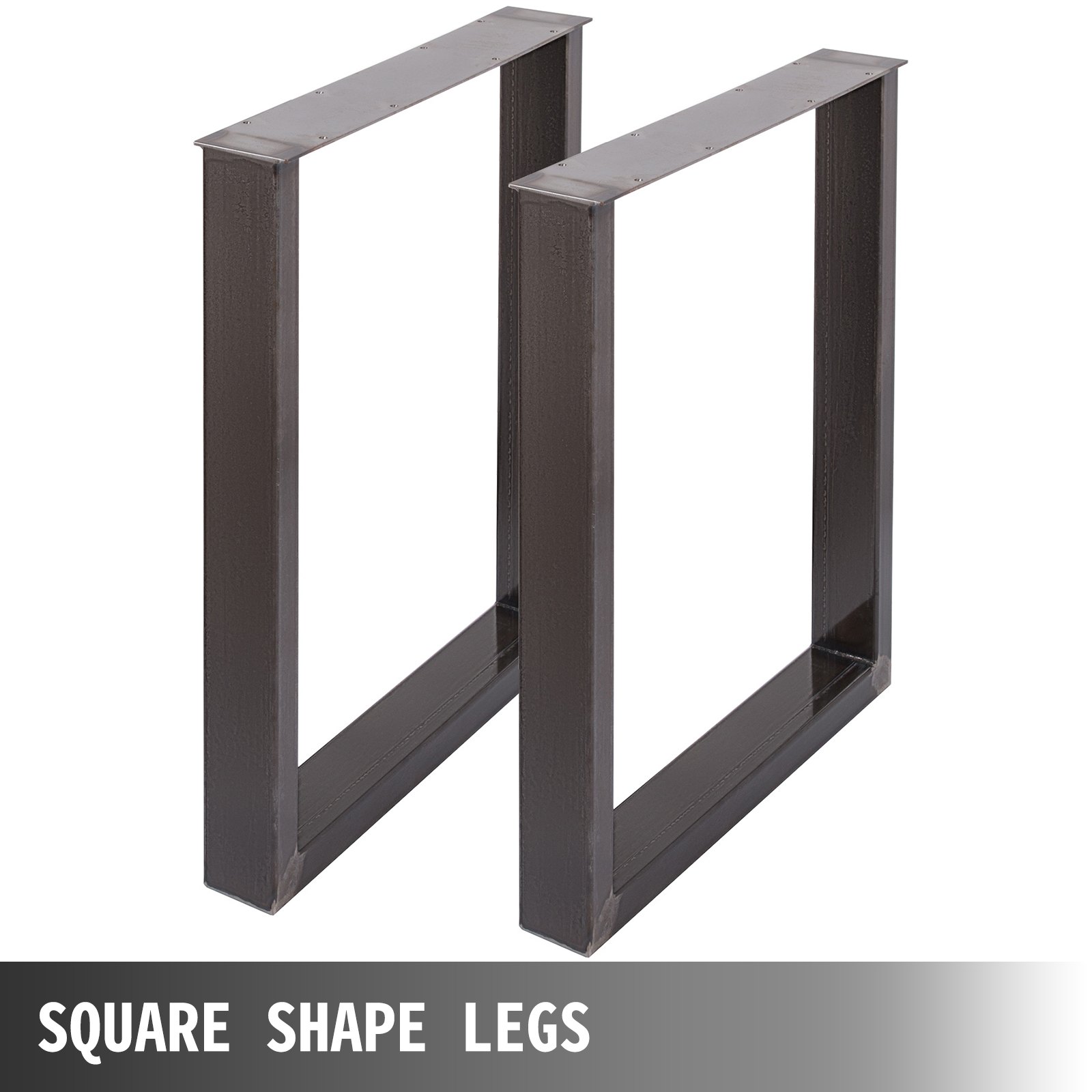 VEVOR Set of 2 Steel Table Legs, 28''Height 23''Wide Dining Table Legs, Heavy Duty 3.1" Square Box Section Square Table Legs, 28x23x3.1 Inch Black Industrial Country Style Metal Dining L