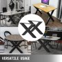 VEVOR Set of 2 Steel Table Legs, 28''Height 30''Wide Dining Table Legs, Heavy Duty 3.1" Square Box Section X Frame Table Legs, 28x30x3.1 Inch Black Color Industrial Country Style Metal Dining Legs