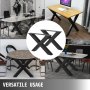VEVOR Set of 2 Steel Table Legs, 28\'\'Height 30\'\'Wide Dining Table Legs, Heavy Duty 3.1\" Square Box Section X Frame Table Legs, 28x30x3.1 Inch Black Color Industrial Country Style Metal Dining Leg