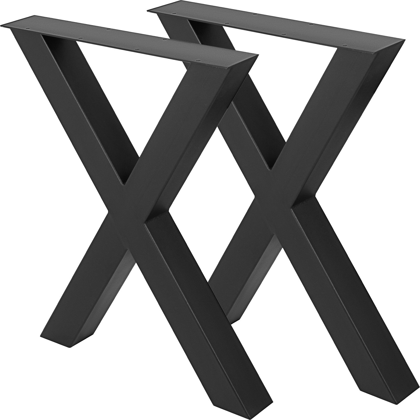 VEVOR Set of 2 Steel Table Legs, 28\'\'Height 30\'\'Wide Dining Table Legs, Heavy Duty 3.1\" Square Box Section X Frame Table Legs, 28x30x3.1 Inch Black Color Industrial Country Style Metal Dining Leg