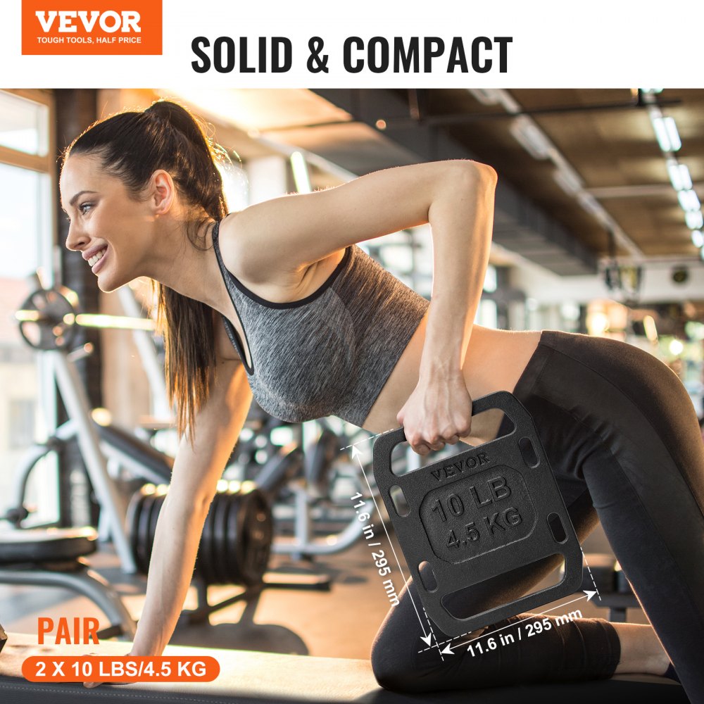 VEVOR Cast Iron Ruck Weights,  10LB Pair Ruck Plate, Weighted Weights for Rucking, Adjustable Ruck Plate with Straps, for Rucking, Swings, Squat, Strength Training, Weightlifting, Fitness Workout