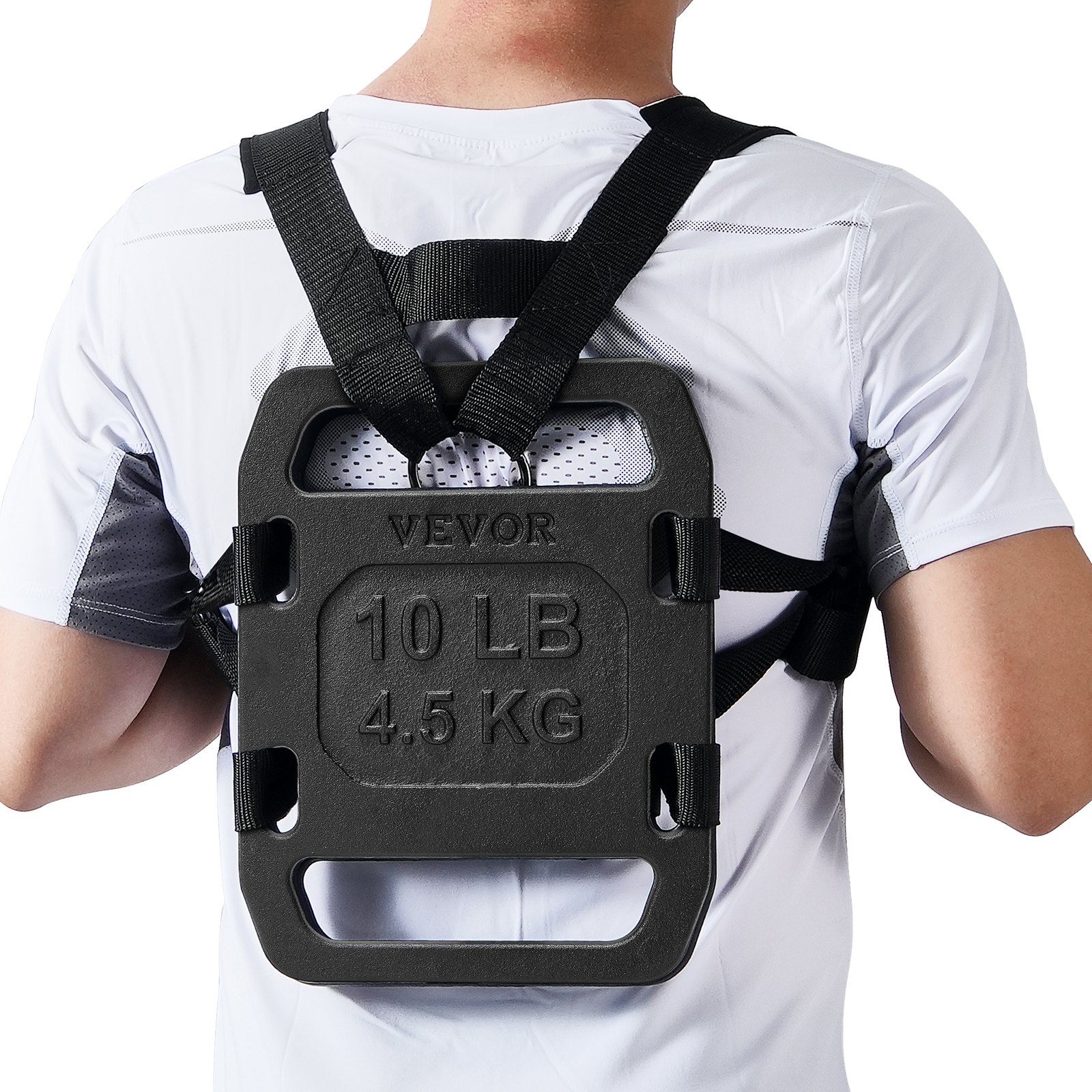 VEVOR Cast Iron Ruck Weights,  10LB Pair Ruck Plate, Weighted Weights for Rucking, Adjustable Ruck Plate with Straps, for Rucking, Swings, Squat, Strength Training, Weightlifting, Fitness Workout