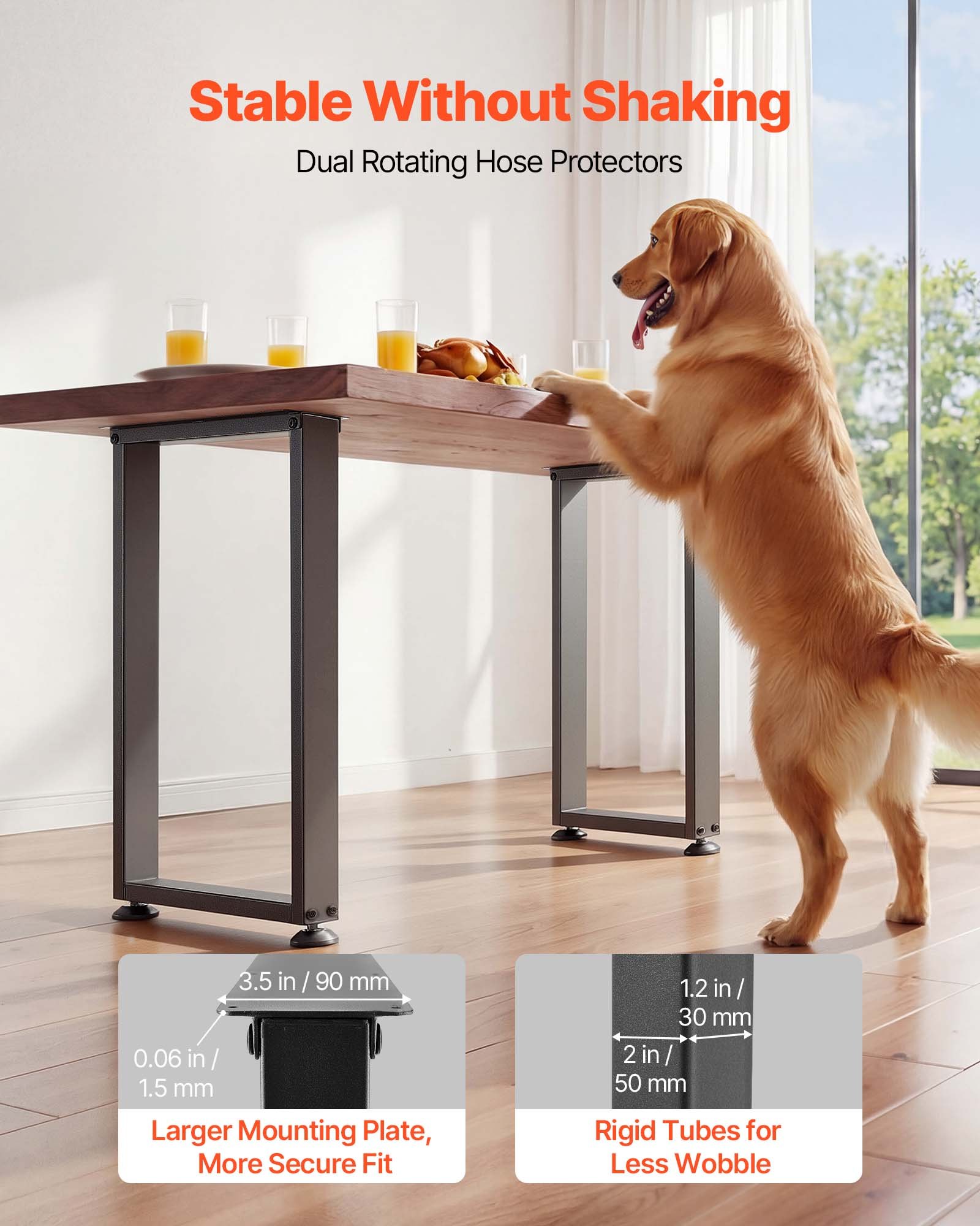 VEVOR Table Legs, 740 x 450 mm (H x W) Square Steel Furniture Legs, Modular Design, Easy Assembly, 2204 lbs Max Load Heavy Duty, for Home Office Desk, Workbenches, Dinner Bar Tables, Set of 2, Black