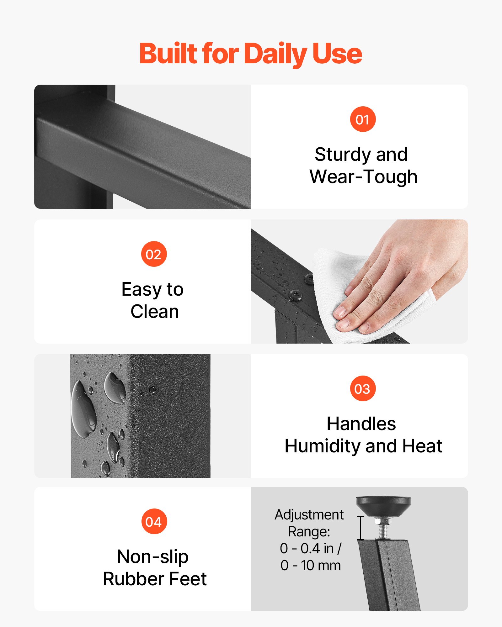 VEVOR Table Legs, 740 x 550 mm (H x W) Trapezoid Steel Furniture Legs, Modular Design, Easy Assembly, 1000 kg Max Load Heavy Duty, for Home Office Desk, Coffee Dinner Bar Tables,Set of 2, Black