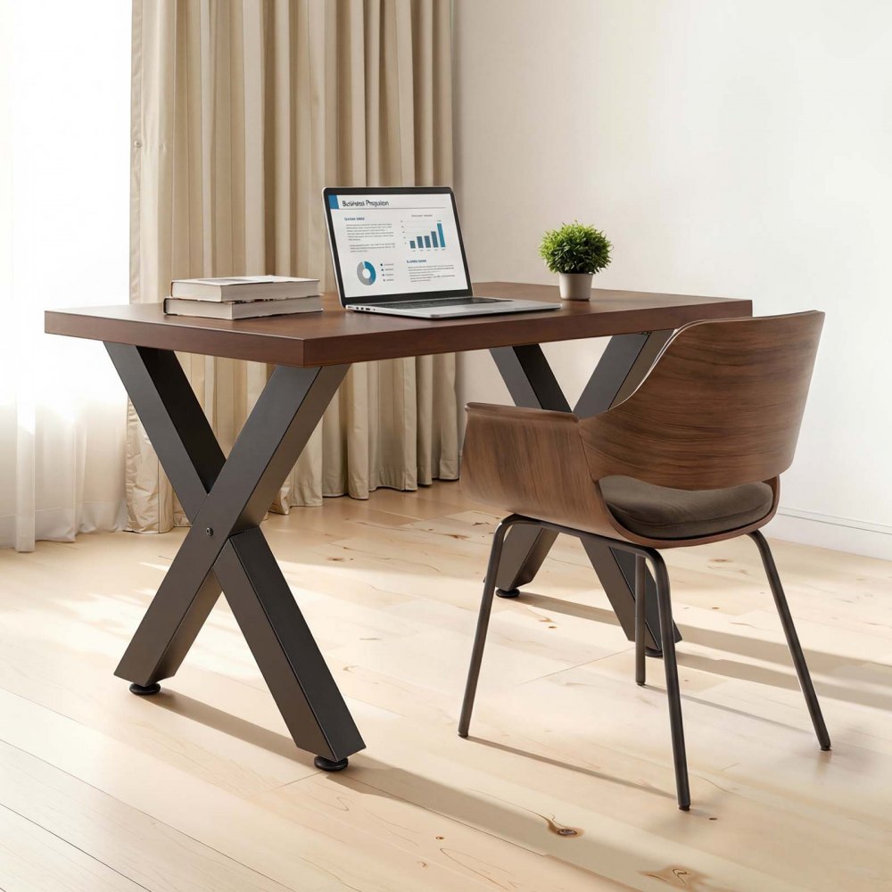 VEVOR Table Legs, 750 x 600 mm (H x W) Steel Furniture Legs, Modular Design, Easy Assembly, 1000 kg Max Load Heavy Duty, for Home Office Desk, Coffee Dinner Bar Tables, Workbench,2 PCS, X Frame, Black