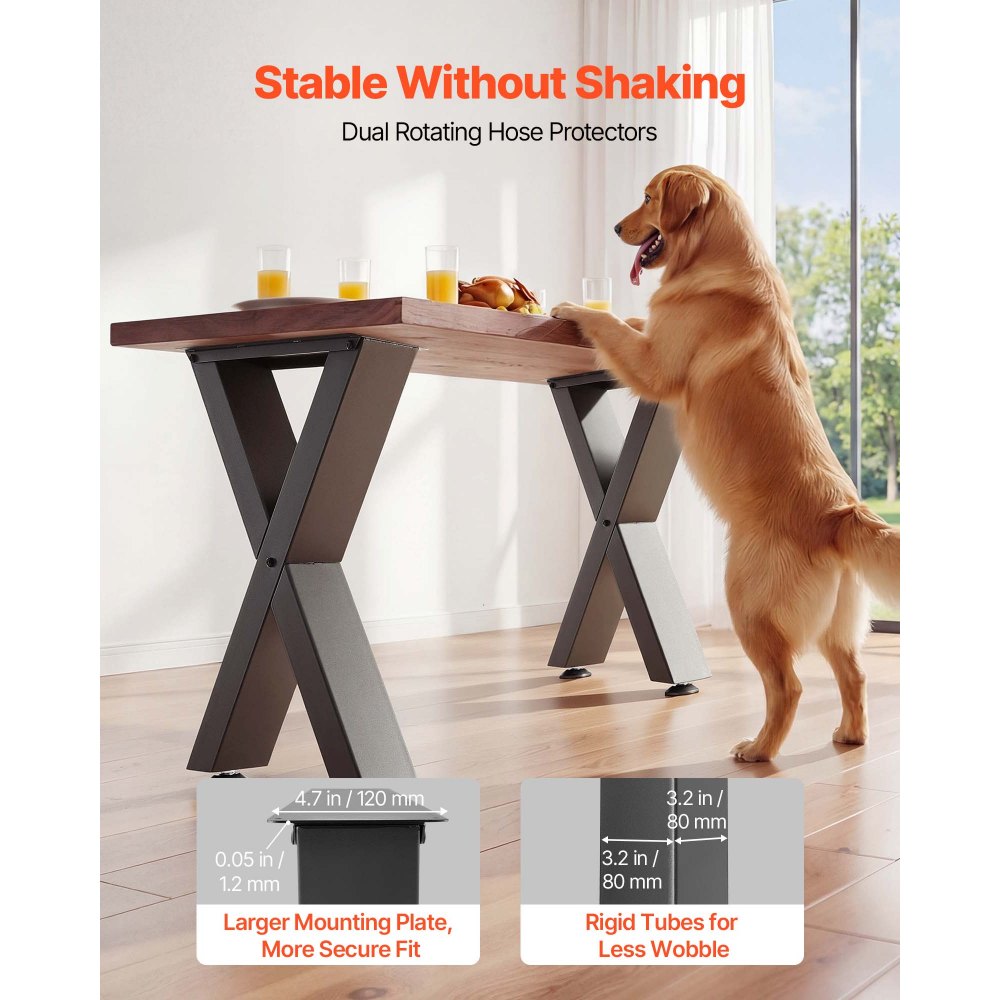 VEVOR Table Legs, 750 x 600 mm (H x W) Steel Furniture Legs, Modular Design, Easy Assembly, 1000 kg Max Load Heavy Duty, for Home Office Desk, Coffee Dinner Bar Tables, Workbench,2 PCS, X Frame, Black