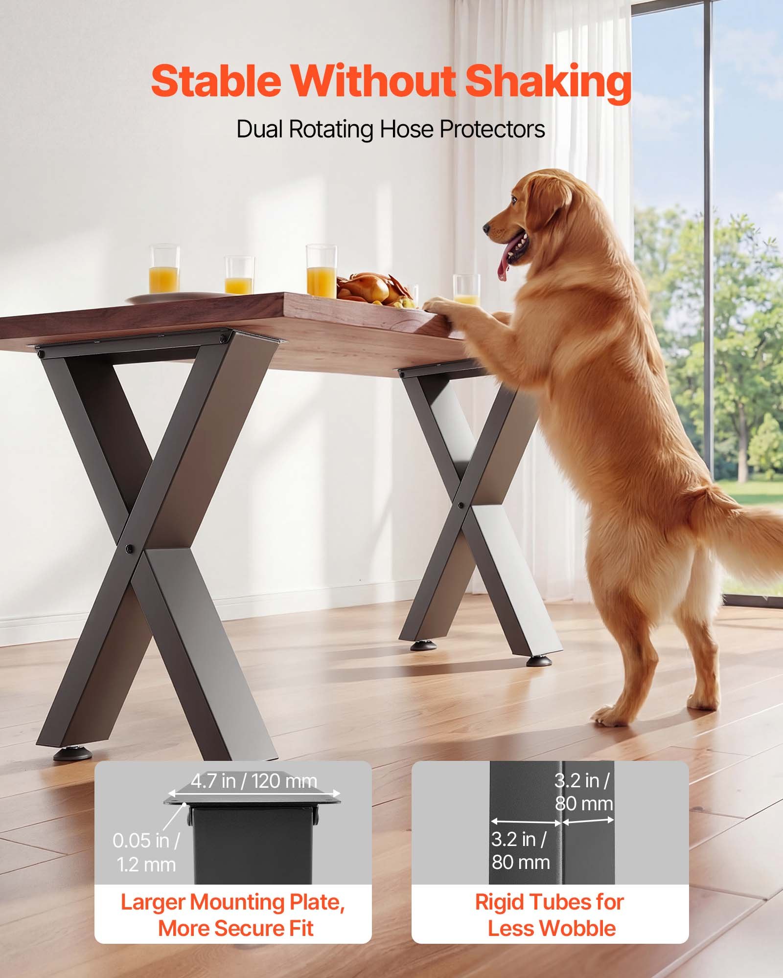 VEVOR Table Legs, 750 x 760 mm (HxW) W Steel Furniture Legs, Modular Design, Easy Assembly, 1000 kg Max Load Heavy Duty, for Home Office Desk, Coffee Dinner Bar Tables, Workbench,2 PCS, X Frame, Black