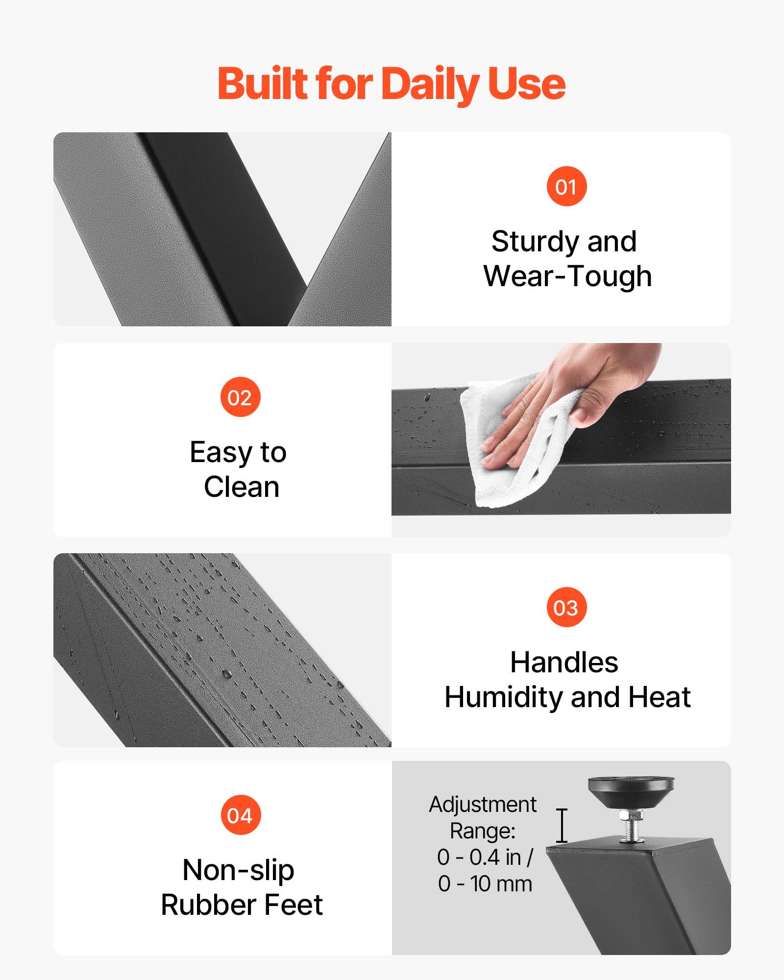 VEVOR Table Legs, 750 x 760 mm (HxW) W Steel Furniture Legs, Modular Design, Easy Assembly, 1000 kg Max Load Heavy Duty, for Home Office Desk, Coffee Dinner Bar Tables, Workbench,2 PCS, X Frame, Black