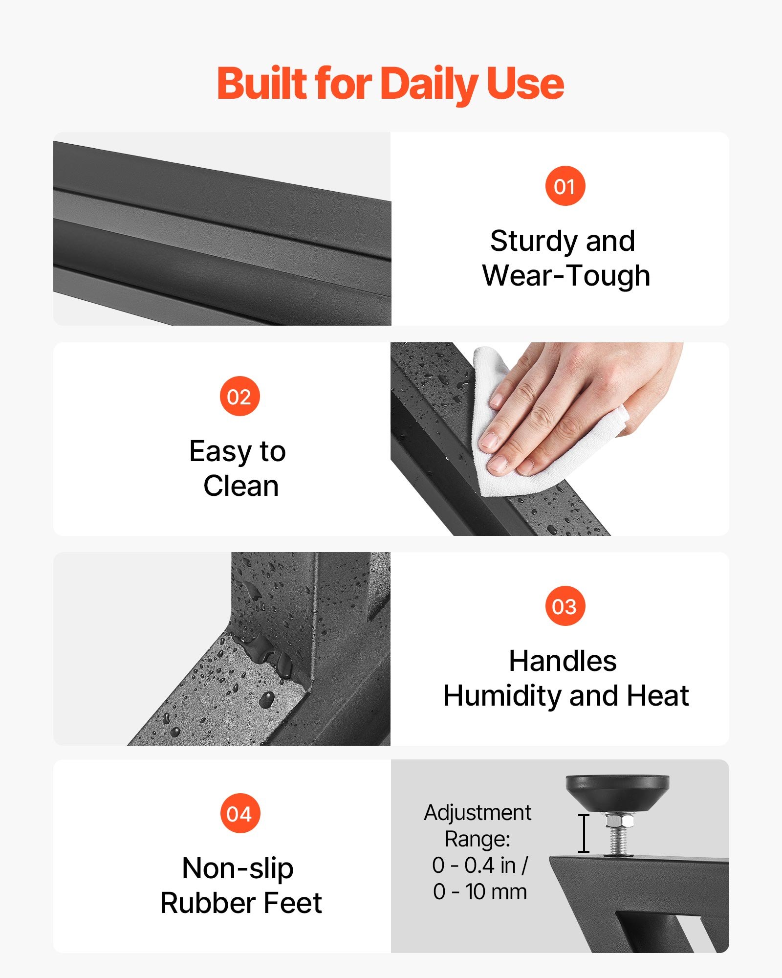 VEVOR Table Legs, 740 x 610 mm (H x W) Steel Furniture Legs, 1000 kg Max Load Heavy Duty, Easy Installation, Stable for Home Office Desk DIY, Coffee Dinner Bar Tables, Workbenches,Set of 2, Black